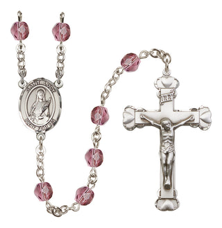 Silver-Plated 6mm Saint Lucy  Engraved Catholic Rosaries