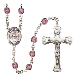 Silver-Plated 6mm Saint Fabian  Engraved Catholic Rosaries
