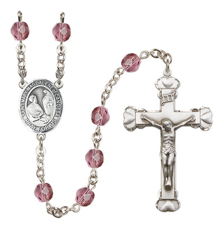 Silver Plated 6mm Fire Polished Saint Mary Magdalene of Canossa Rosary in Amethyst