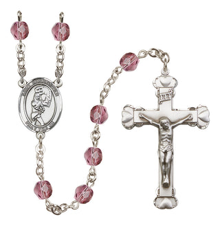 Silver-Plated 6mm Saint Christopher/Softball Rosary
