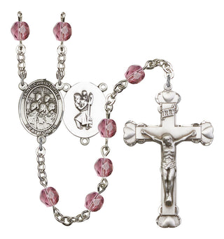 Saint Christopher and Choir Rosary with Amethyst Beads