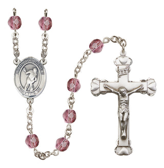 Silver-Plated 6mm Saint Christopher/Lacrosse Rosary