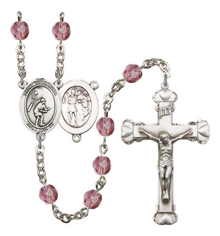 Saint Sebastian and Tennis Rosary with Amethyst Beads