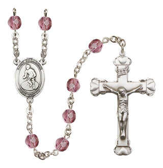 Silver-Plated 6mm Saint Sebastian/Wrestling Rosary