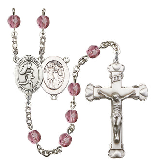 Saint Sebastian and Track & Field Rosary with Amethyst Beads