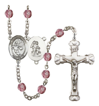 Guardian Angel and Basketball Rosary with Amethyst Beads
