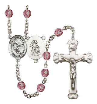 Guardian Angel and Hockey Rosary with Amethyst Beads