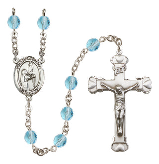 Silver Plated 6mm Fire Polished Saint Bernadette Rosary in Aqua