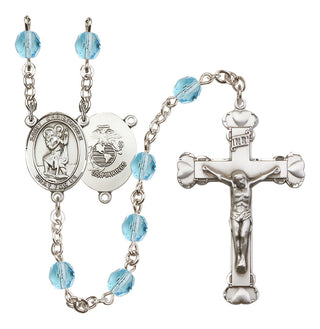 Silver-Plated 6mm Saint Christopher / Marines Rosary