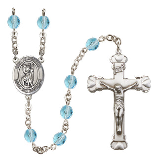 Silver-Plated 6mm San Cristobal  Engraved Catholic Rosaries