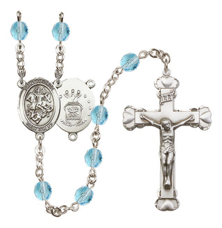 Silver-Plated 6mm Saint George / Air Force Rosary