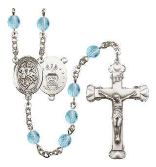 Saint George and Air Force Rosary with Aqua Beads