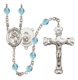 Silver Plated 6mm Fire Polished Saint Joan of Arc / Marines Rosary in Aqua
