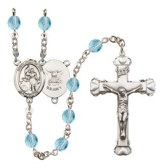 Silver-Plated 6mm Saint Joan of Arc / Navy Rosary