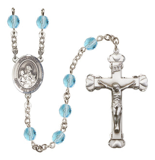 Silver Plated 6mm Fire Polished San Jose Rosary in Aqua