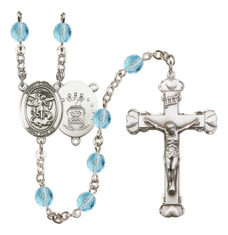 Silver-Plated 6mm Saint Michael / Air Force Rosary