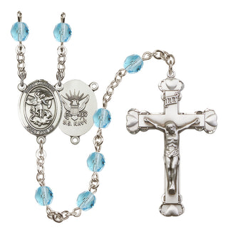 Silver-Plated 6mm Saint Michael / Navy Rosary