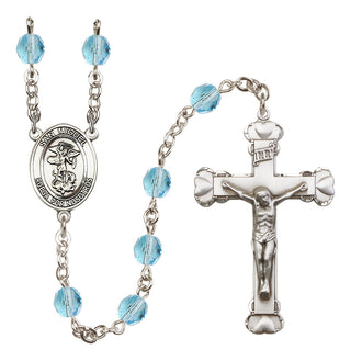 Silver-Plated 6mm San Miguel Arcangel  Engraved Catholic Rosaries
