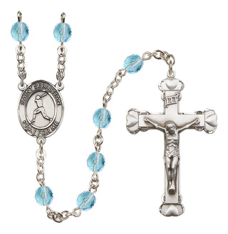 Silver-Plated 6mm Saint Sebastian/Baseball Rosary