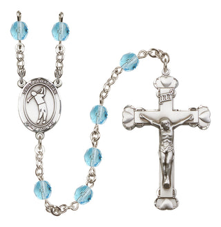 Silver-Plated 6mm Saint Sebastian/Golf Rosary