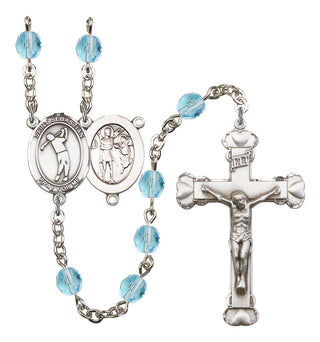 Saint Sebastian and Golf Rosary with Aqua Beads