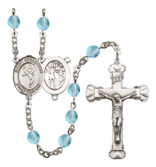 Saint Sebastian and Martial Arts Rosary with Aqua Beads