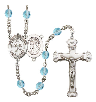 Saint Sebastian and Field Hockey Rosary with Aqua Beads