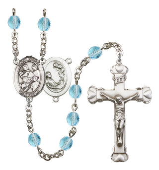 Saint Cecilia and Marching Band Rosary with Aqua Beads