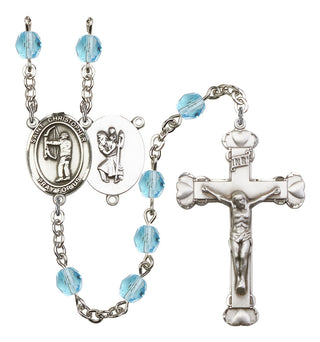 Saint Christopher and Archery Rosary with Aqua Beads