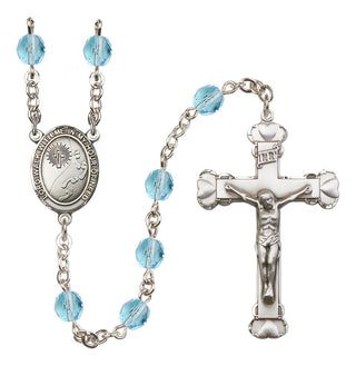 Silver-Plated 6mm Footprints / Cross  Engraved Catholic Rosaries