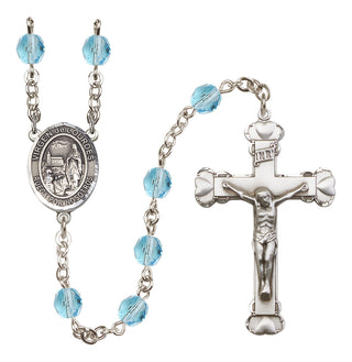 Silver Plated 6mm Fire Polished Our Lady of Lourdes Rosary in Aqua