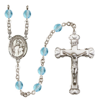 Silver Plated 6mm Fire Polished Our Lady of Consolation Rosary in Aqua