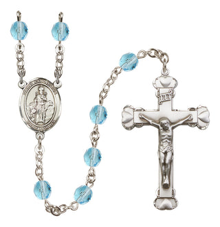 Silver-Plated 6mm Saint Cornelius  Engraved Catholic Rosaries