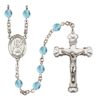 Silver Plated 6mm Fire Polished Saint Frances of Rome Rosary in Aqua