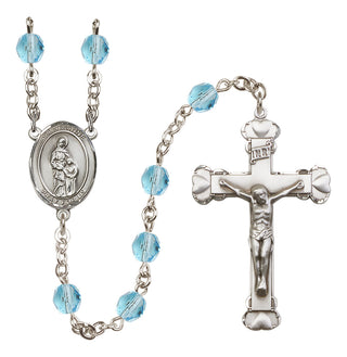 Silver Plated 6mm Fire Polished Saint Anne Rosary in Aqua