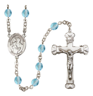 Silver Plated 6mm Fire Polished Saints Peter & Paul Rosary in Aqua