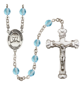 Silver Plated 6mm Fire Polished Saint Jose Sanchez del Rio Rosary in Aqua