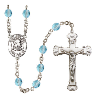 Silver Plated 6mm Fire Polished Saint John Xxiii Rosary in Aqua