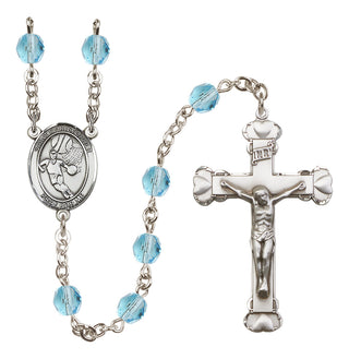 Silver-Plated 6mm Saint Christopher/Basketball Rosary