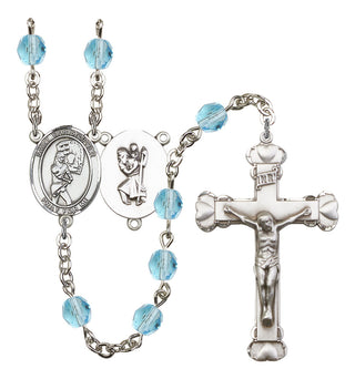 Saint Christopher and Softball Rosary with Aqua Beads