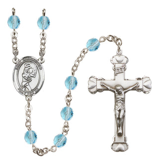 Silver-Plated 6mm Saint Christopher/Softball Rosary