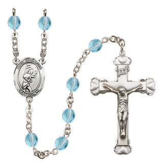 Silver-Plated 6mm Saint Sebastian/Softball Rosary