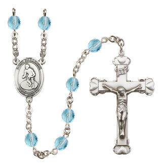 Silver-Plated 6mm Saint Sebastian/Wrestling Rosary