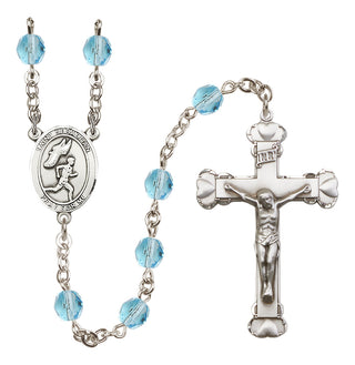 Silver-Plated 6mm Saint Sebastian /Track&Field-Men Rosary