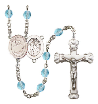Saint Sebastian and Gymnastics Rosary with Aqua Beads