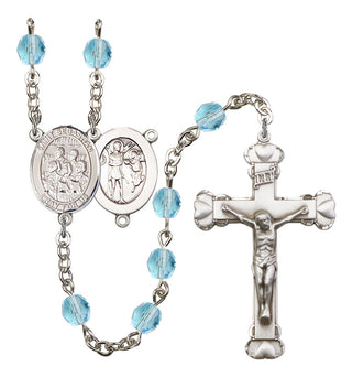 Saint Sebastian and Choir Rosary with Aqua Beads