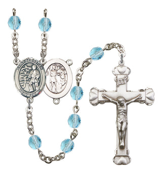 Saint Sebastian and Karate Rosary with Aqua Beads