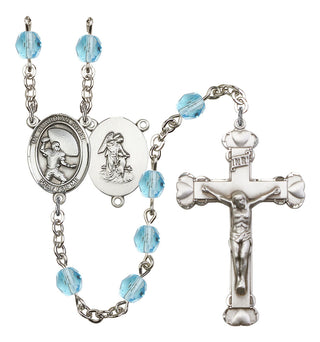 Guardian Angel and Football Rosary with Aqua Beads