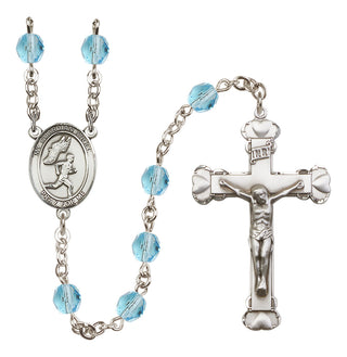 Silver-Plated 6mm Guardian Angel/Track&Field-Men Rosary