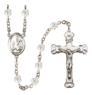 Silver Plated 6mm Fire Polished Saint Andrew the Apostle Rosary in Crystal